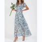 💐Rochie lungă cu mânecă scurtă și imprimeu floral