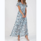 💐Rochie lungă cu mânecă scurtă și imprimeu floral