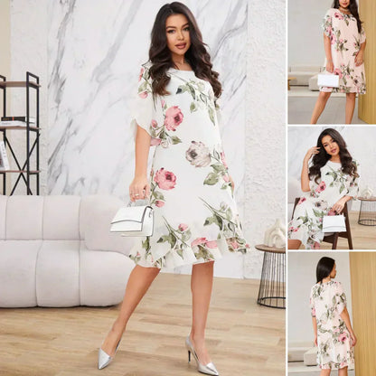 🌹Primăvară/vară Rochie din șifon imprimat