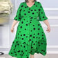 Elegant V-neck polka dot plus dimensiunea rochie