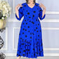 Elegant V-neck polka dot plus dimensiunea rochie