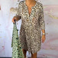 Rochie leopard imprimată cu gât în V pentru femei