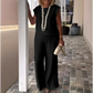 Set de pantaloni și top fără mâneci cu gât rotund pentru femei