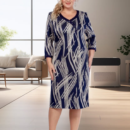 🌸Rochii elegante pentru femei cu imprimeu abstract și mâneci șapte