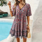 👗Femeii florale imprimare V-Neck scurt maneca mini rochie