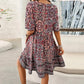 👗Femeii florale imprimare V-Neck scurt maneca mini rochie