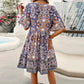 👗Femeii florale imprimare V-Neck scurt maneca mini rochie