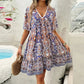 👗Femeii florale imprimare V-Neck scurt maneca mini rochie