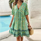 👗Femeii florale imprimare V-Neck scurt maneca mini rochie