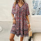 👗Femeii florale imprimare V-Neck scurt maneca mini rochie