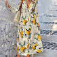 💃 Imprimate Deep V-Neck Lantern Sleeve Waist Cinching rochie🎁