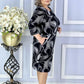 🌹Rochie Elegantă Mirela – croi clasic, imprimeu rafinat