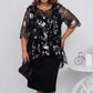 Set elegant pentru femei din 2 piese, negru (top transparent + rochie)