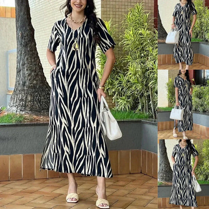 💖Rochie imprimată cu decolteu în V, cu fantă laterală, pentru femei🌹