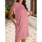 🔥 2025 Nou💞Rochie de buzunar elegantă cu gât rotund și culoare solidă