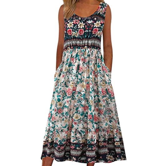 🌸Rochie fără mâneci pentru femei cu imprimeu floral🎁