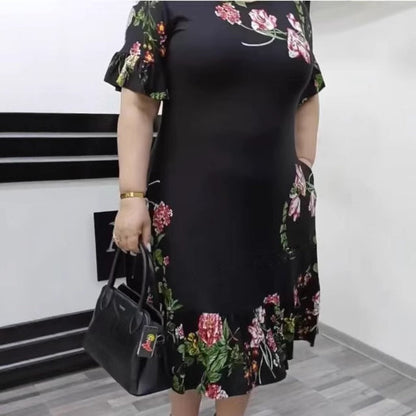 👗Imprimat Elegant Plus Dimensiune Rochie Ruffle