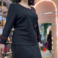 👗Set din două piese de top și fustă negru elegant pentru femei