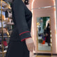 👗Set din două piese de top și fustă negru elegant pentru femei