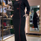 👗Set din două piese de top și fustă negru elegant pentru femei