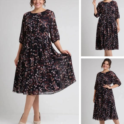 👗 Rochie imprimată cu mânecă scurtă și strat dublu