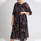 👗 Rochie imprimată cu mânecă scurtă și strat dublu