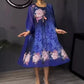 Rochie cu Imprimeu Floral și Mâneci Din Plasă pentru Femei, Cu Guler Rotund