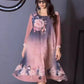 Rochie cu Imprimeu Floral și Mâneci Din Plasă pentru Femei, Cu Guler Rotund