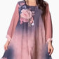 Rochie cu Imprimeu Floral și Mâneci Din Plasă pentru Femei, Cu Guler Rotund