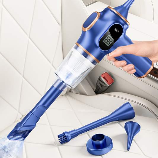 🌪️ Aspirator auto portabil și reîncărcabil 4 în 1 – Putere de 5500 PA, multiple duze și ecran digital 🚗✨