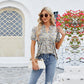 👚V-Neck Floral Ruffle tricou cu mânecă scurtă