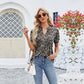 👚V-Neck Floral Ruffle tricou cu mânecă scurtă