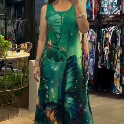 🌴 Rochii fără mâneci tipărite și lejere pentru femei