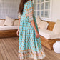 🌸REDUCERE LIMITATĂ DE 50%👗Boho florale V gât talie înaltă A-Line Swing rochie