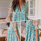🌸REDUCERE LIMITATĂ DE 50%👗Boho florale V gât talie înaltă A-Line Swing rochie