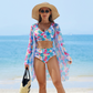 🏖️ Set costum de baie multicolor pentru femei – 3 piese🌈