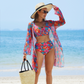 🏖️ Set costum de baie multicolor pentru femei – 3 piese🌈
