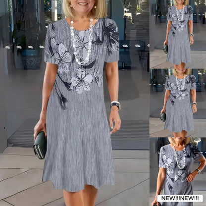 🌷Rochie de gât rotund imprimată casual pentru femei