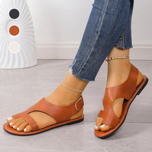 👡Încălțăminte damă, sandale plate casual cu inel pentru deget.👡