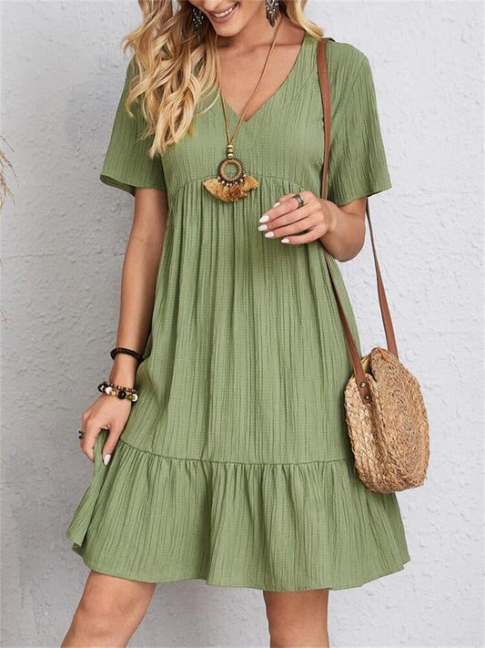 40% Reducere Numai Astăzi!👚💃Vara vrac Casual Ruffle Tiered rochie cu mâneci scurte