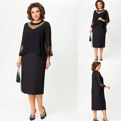 💖Rochii elegante negre cu mânecă 3/4 pentru femei