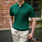 👑Tricou clasic casual pentru bărbați, cu guler revere și mânecă scurtă, culoare uni