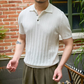 👑Tricou clasic casual pentru bărbați, cu guler revere și mânecă scurtă, culoare uni