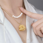 💕 Nouă colecție! 💕 Colier dublu stratificat cu trandafir 3D și perle (Set 2 piese)