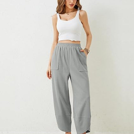 ⏰ Întâmpină vara – 50% reducere! 🔥 Pantaloni casual de gleznă pentru femei, cu croi lejer și talie elastică 👖