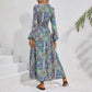 ✨【M-4XL】🔥Rochie maxi cu mânecă lungă imprimată cu decolteu în V🌸