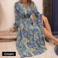 ✨【M-4XL】🔥Rochie maxi cu mânecă lungă imprimată cu decolteu în V🌸