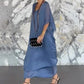 Femei respirabil vrac V-Neck Maxi rochie