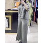 Set casual pentru femei – top cu mânecă trei sferturi și pantaloni largi cu nasturi