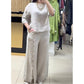 Set casual pentru femei – top cu mânecă trei sferturi și pantaloni largi cu nasturi